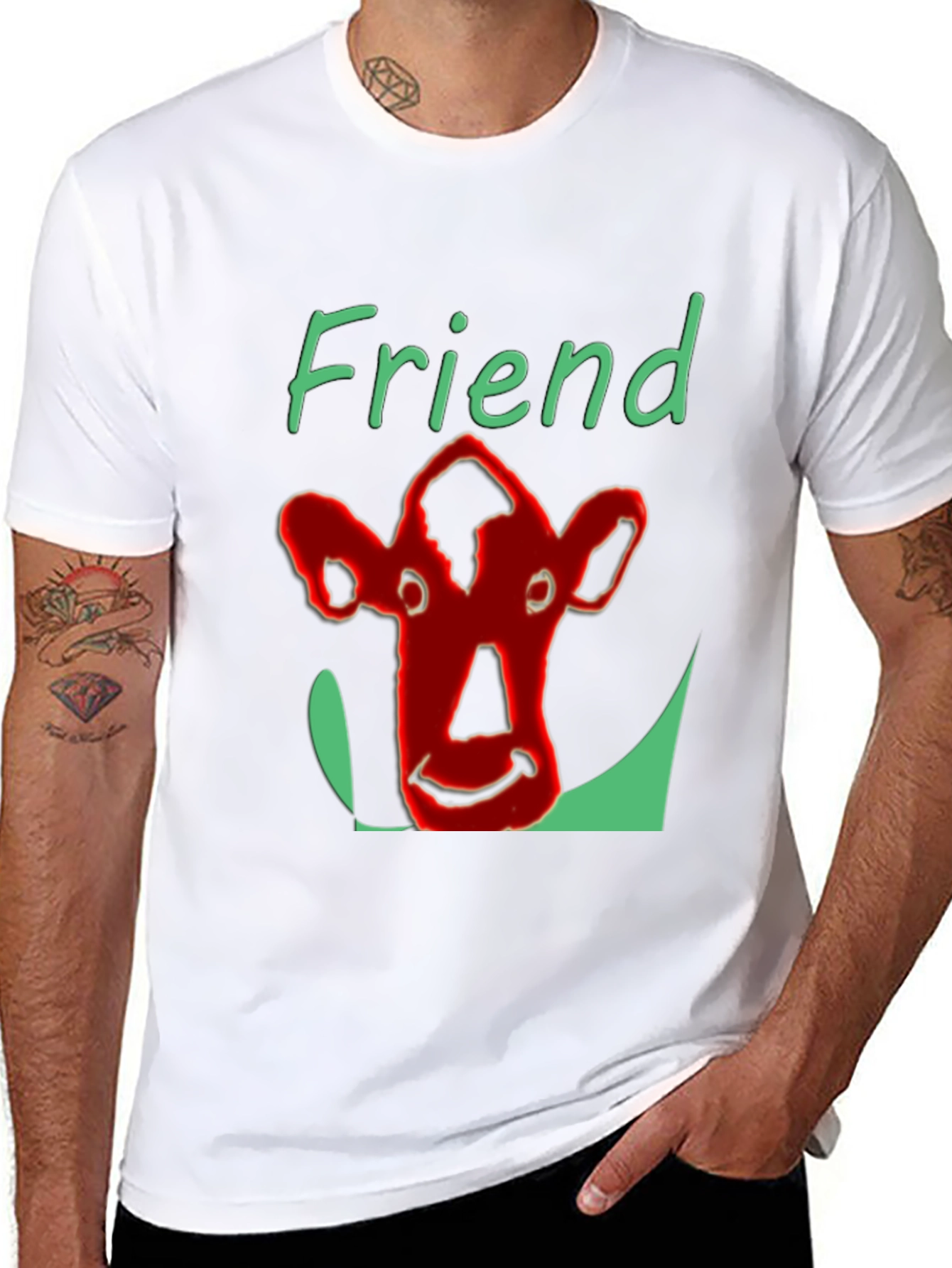 Camiseta Negra Amigo con Diseño de Vaca