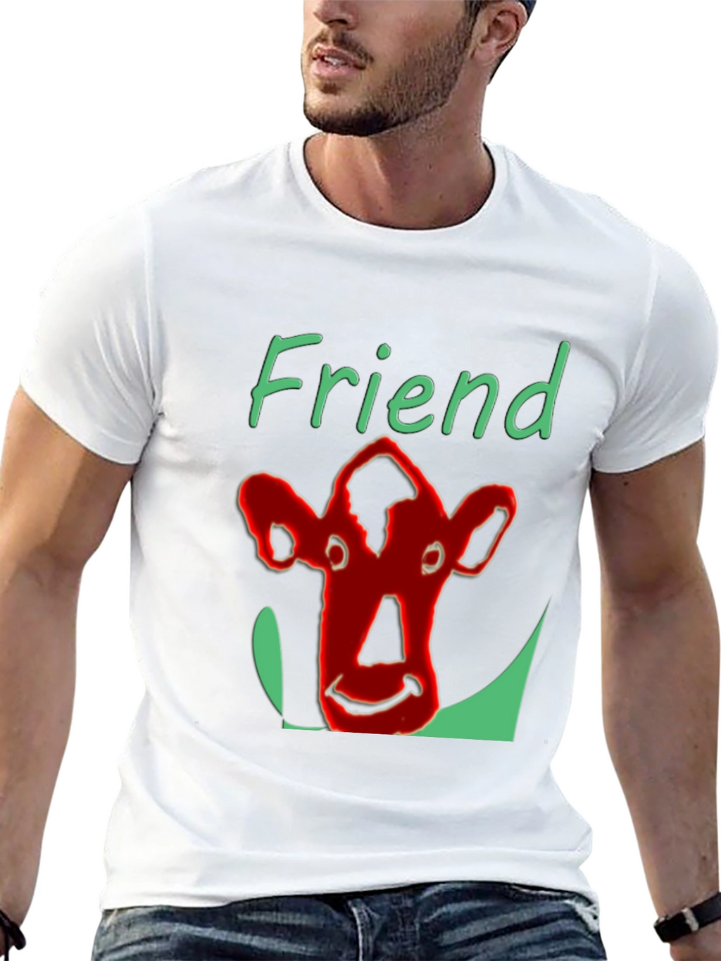 Camiseta Negra Amigo con Diseño de Vaca