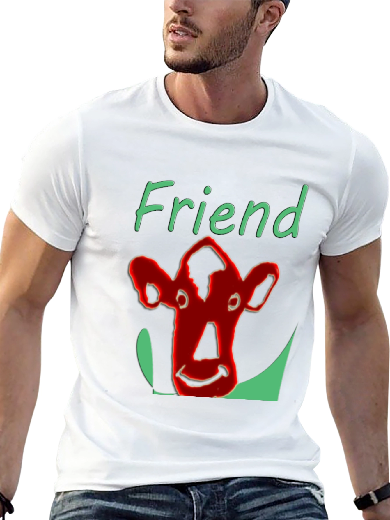 Camiseta Negra Amigo con Diseño de Vaca