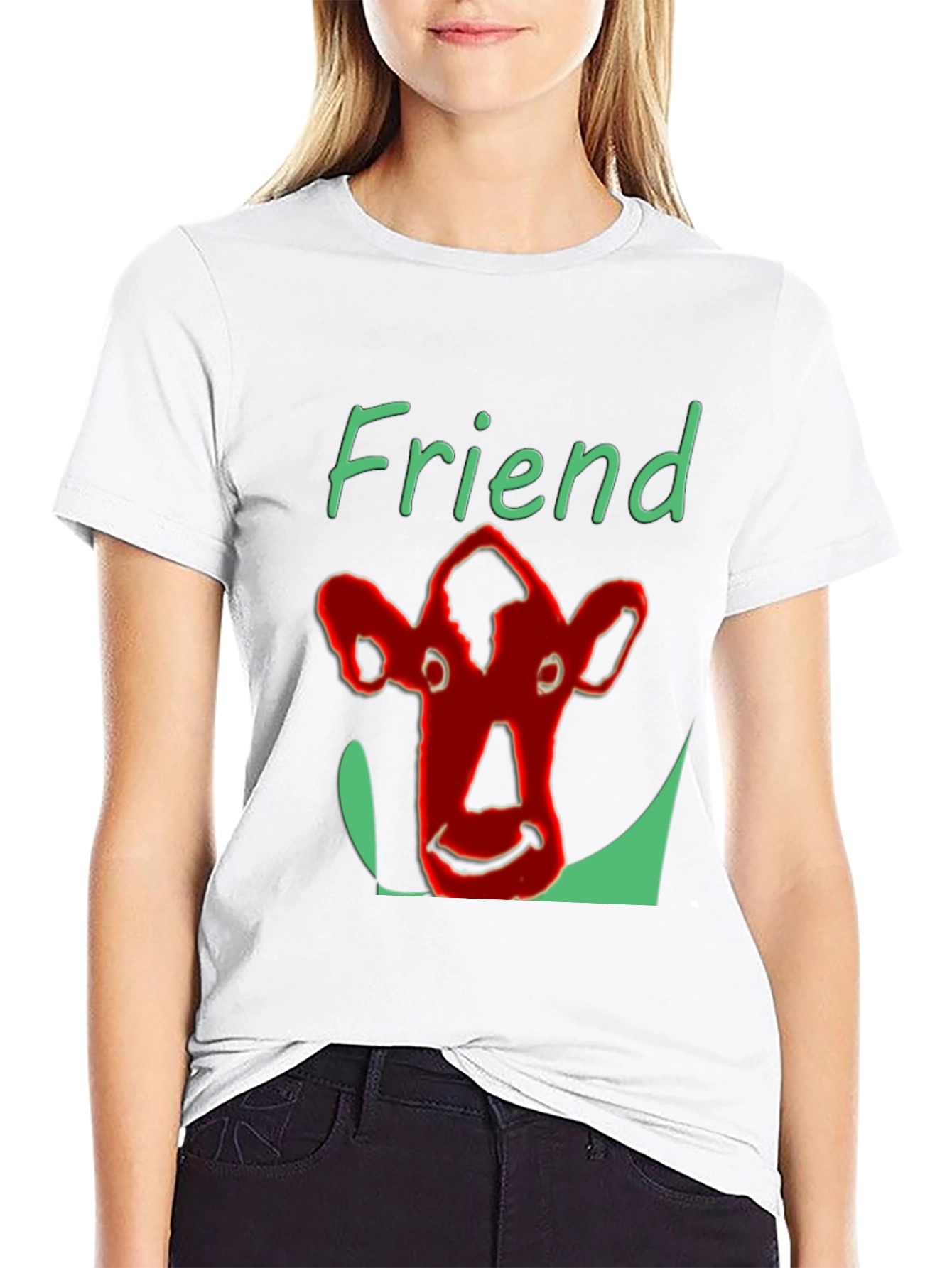 Camiseta Negra Amigo con Diseño de Vaca