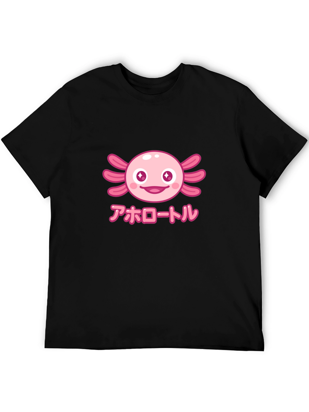 Camiseta Negra Axolotl Kawaii