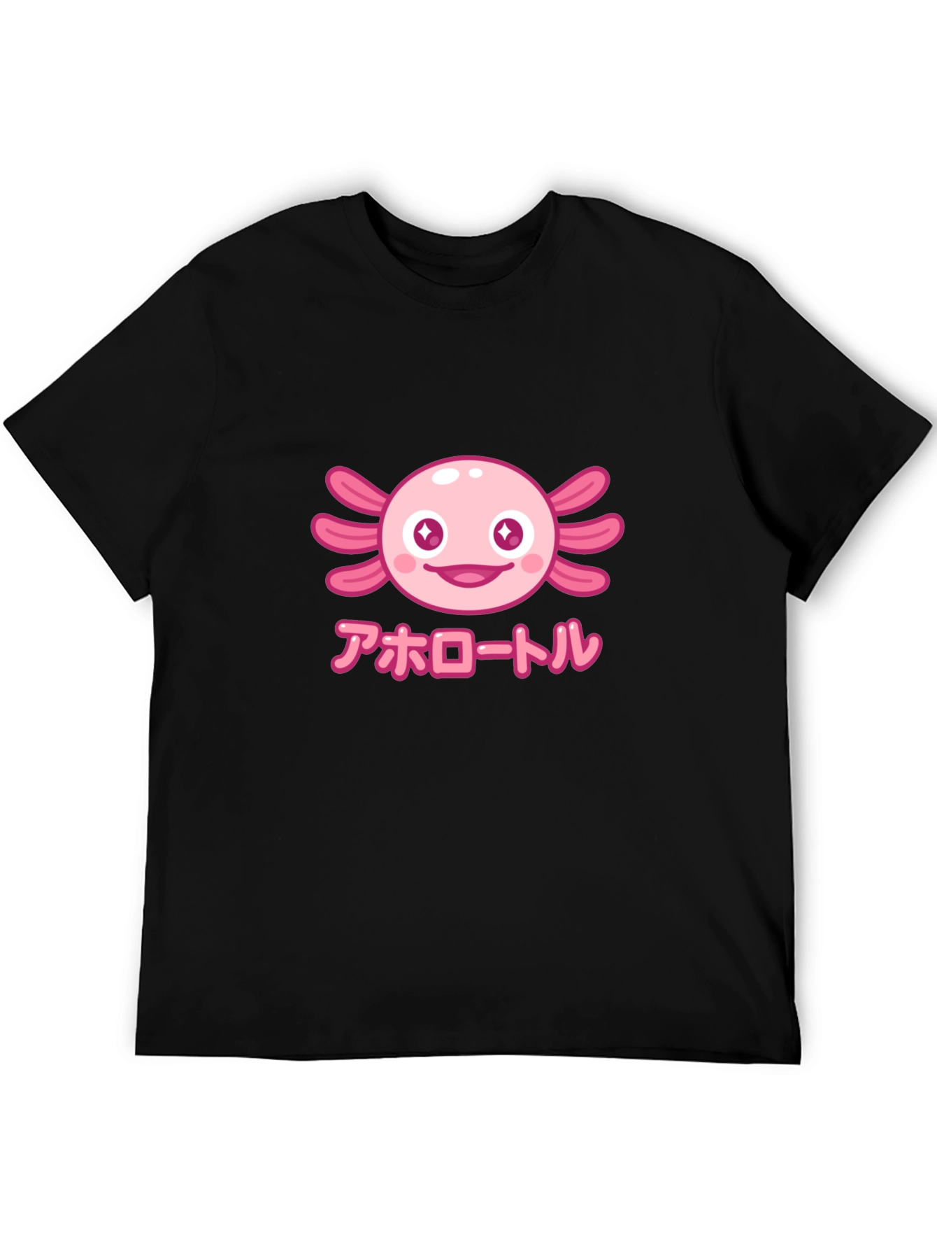Camiseta Negra Axolotl Kawaii