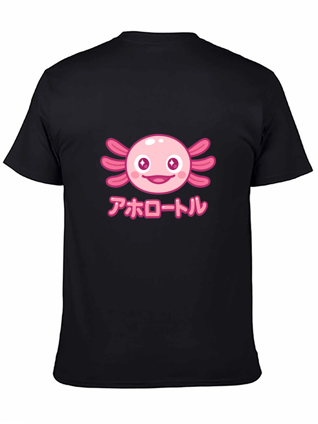 Camiseta Negra Axolotl Kawaii
