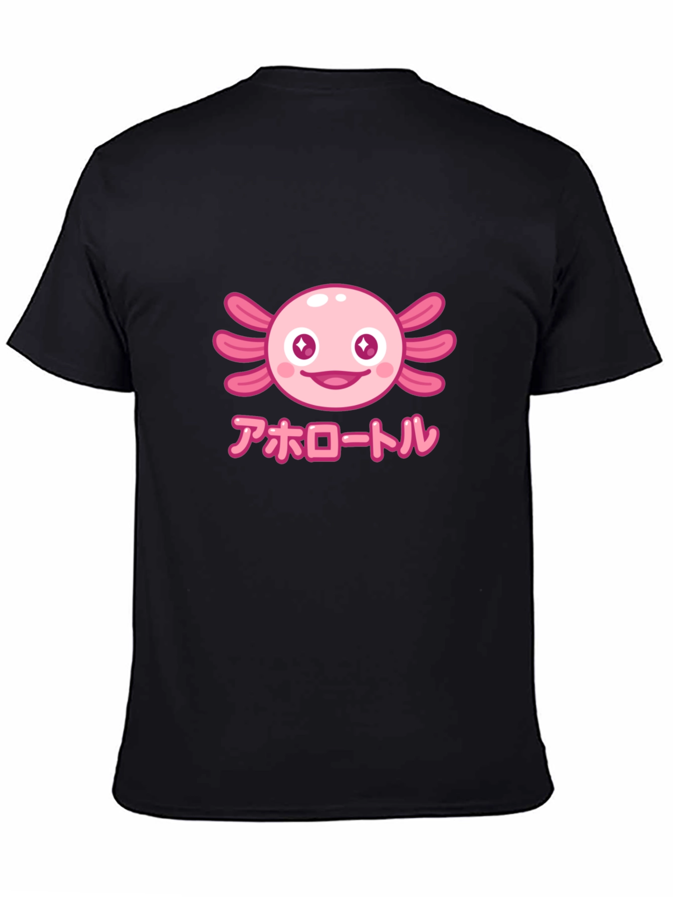 Camiseta Negra Axolotl Kawaii