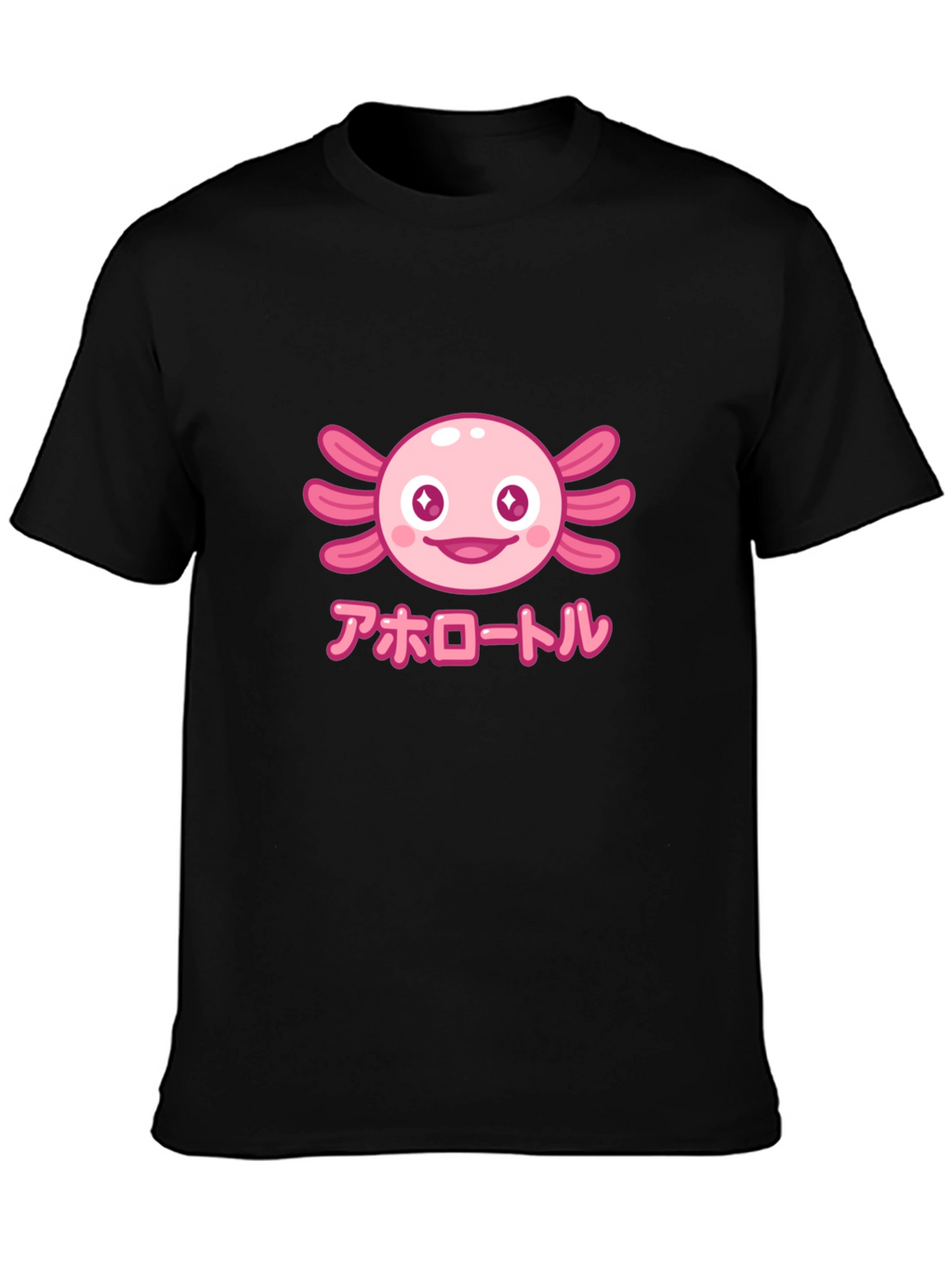 Camiseta Negra Axolotl Kawaii