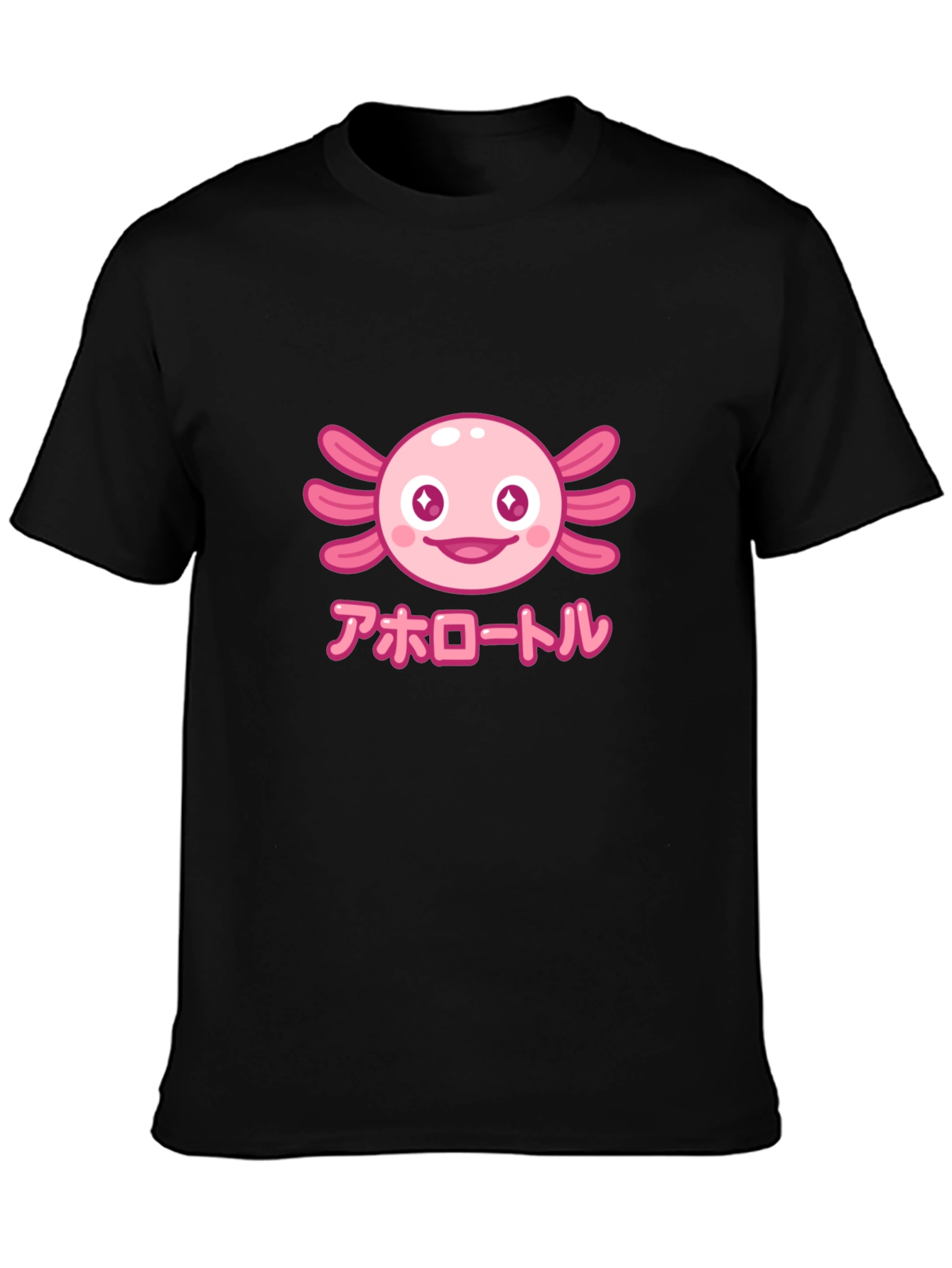 Camiseta Negra Axolotl Kawaii