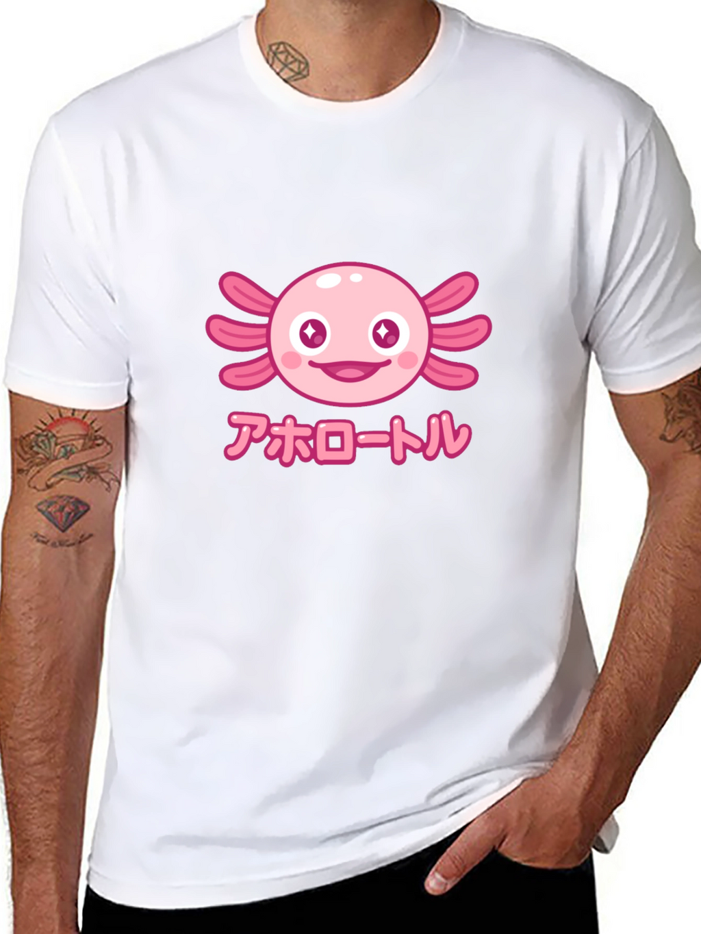 Camiseta Negra Axolotl Kawaii