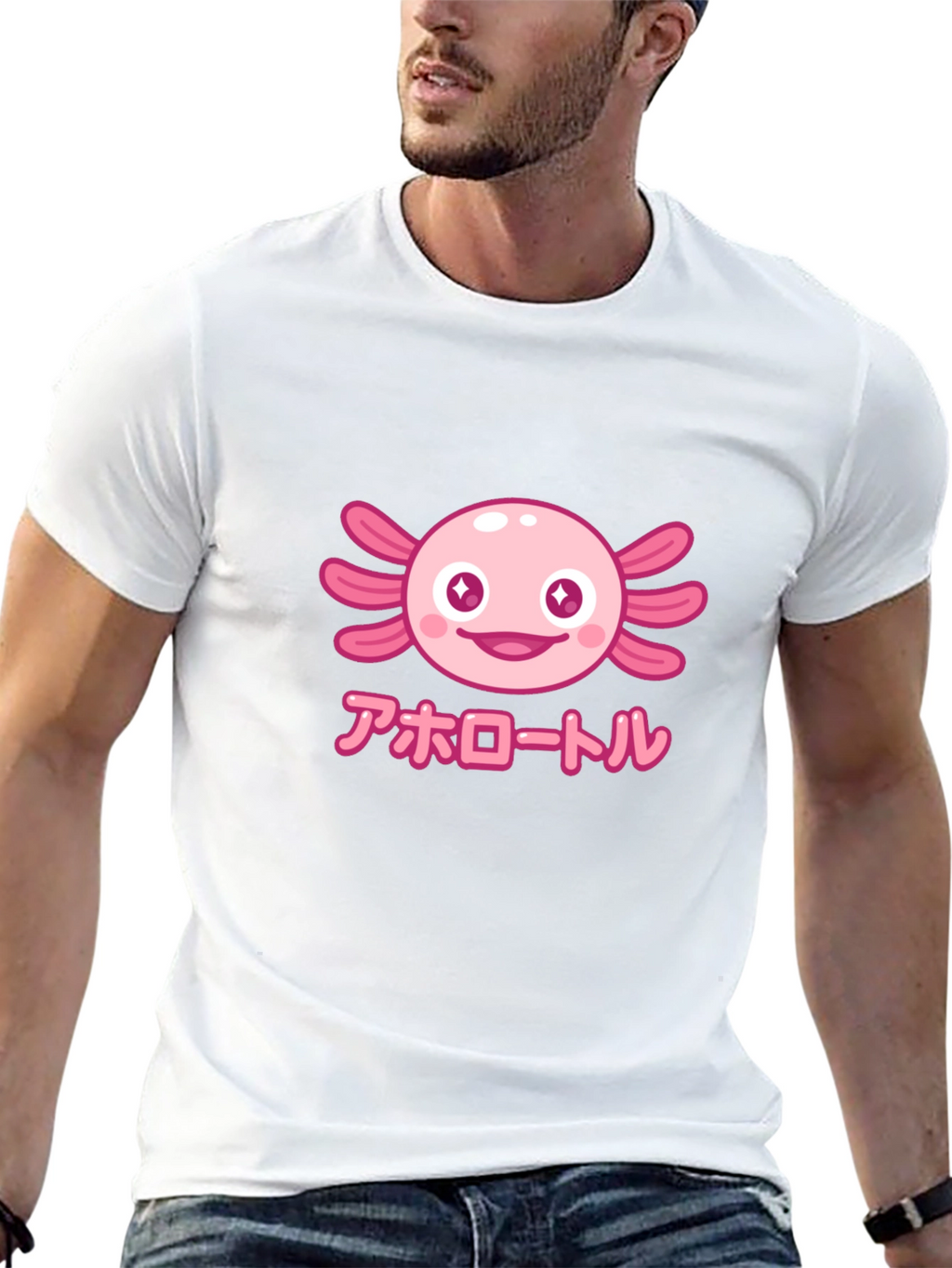 Camiseta Negra Axolotl Kawaii