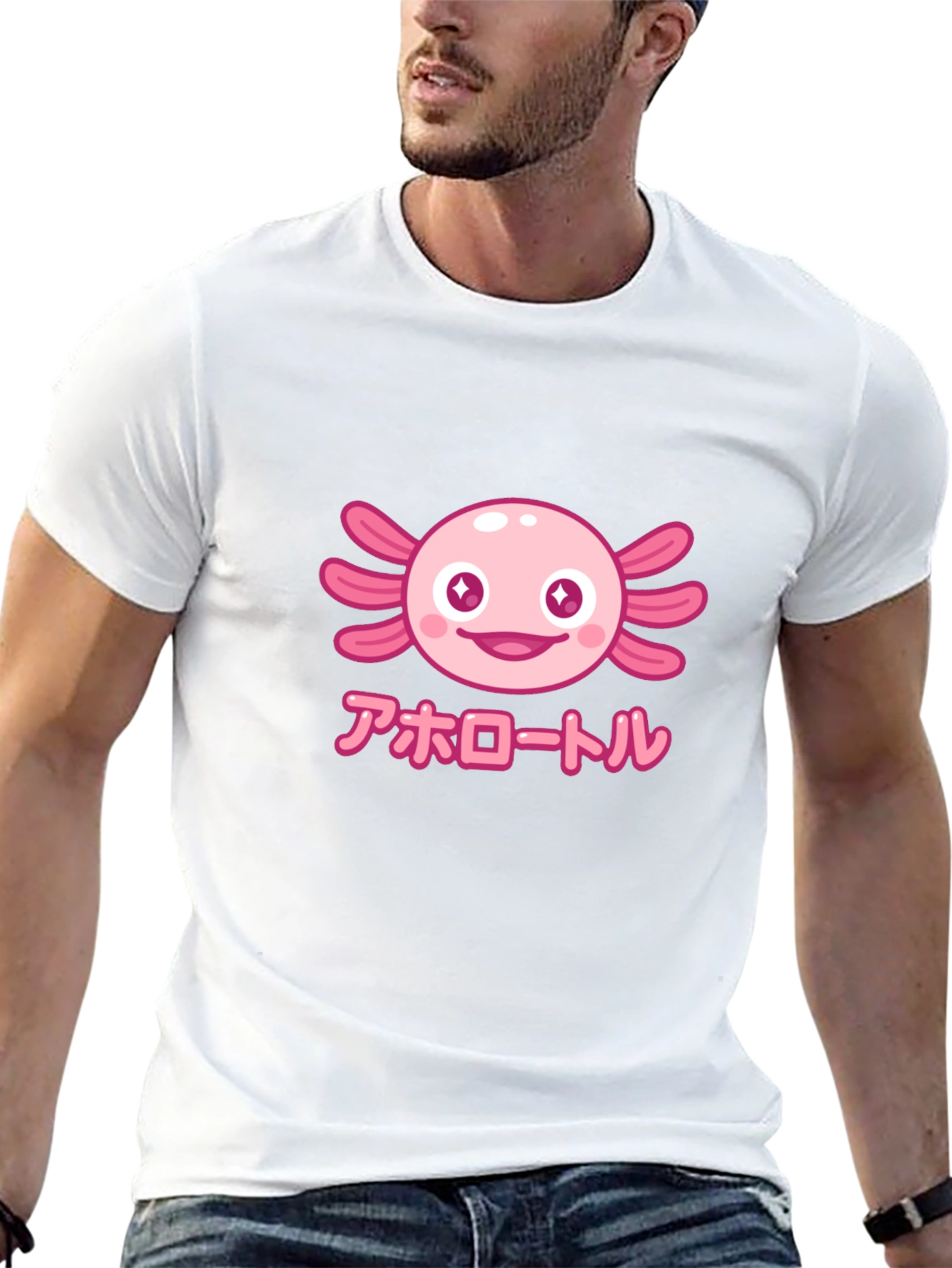 Camiseta Negra Axolotl Kawaii