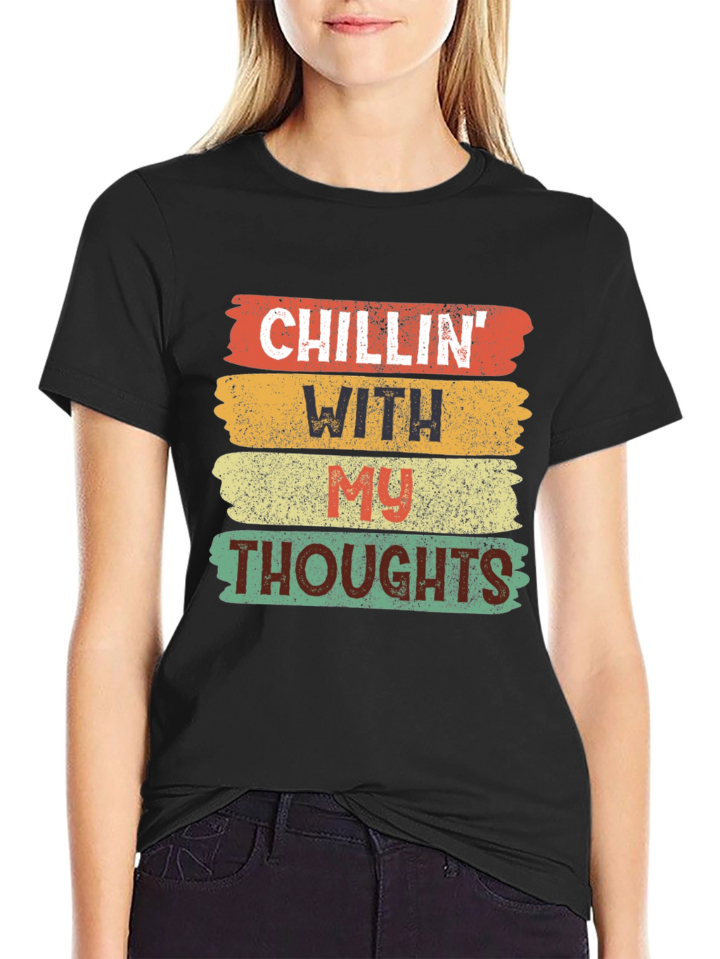 Camiseta Negra Chillin With My Thoughts