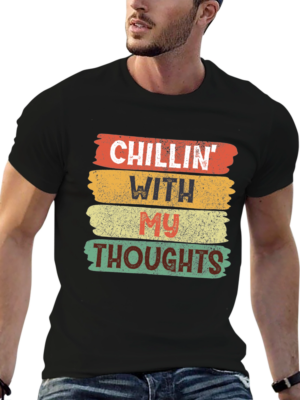 Camiseta Negra Chillin With My Thoughts
