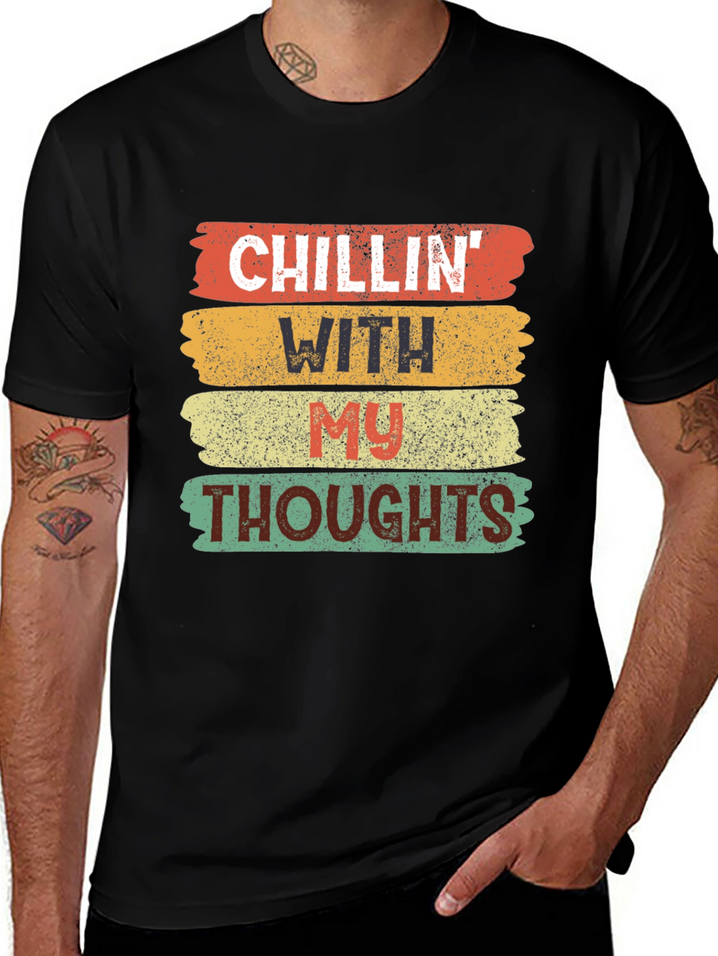 Camiseta Negra Chillin With My Thoughts