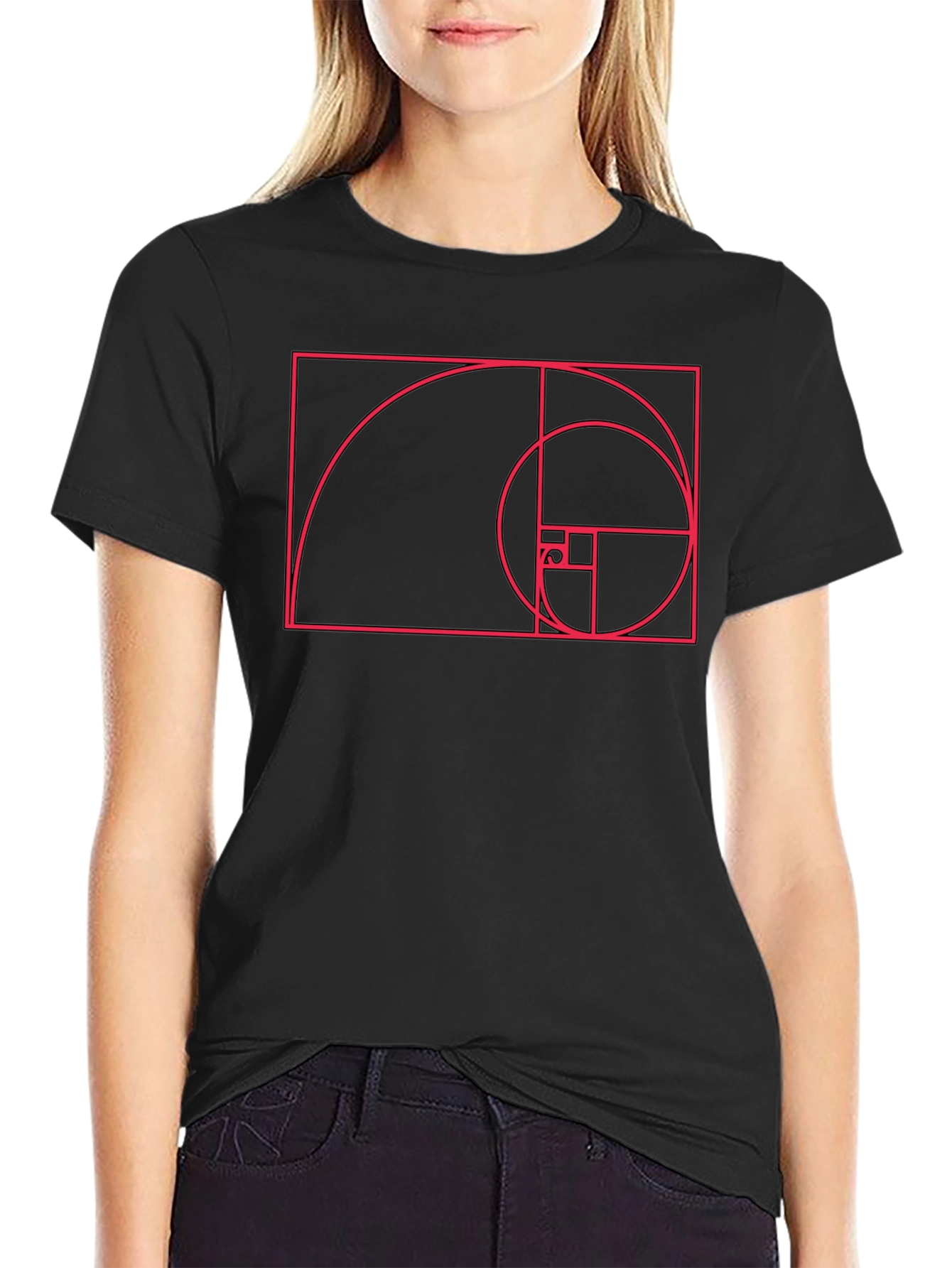 Camiseta Hombre Fibonacci - Diseño Geométrico Espiral Dorada