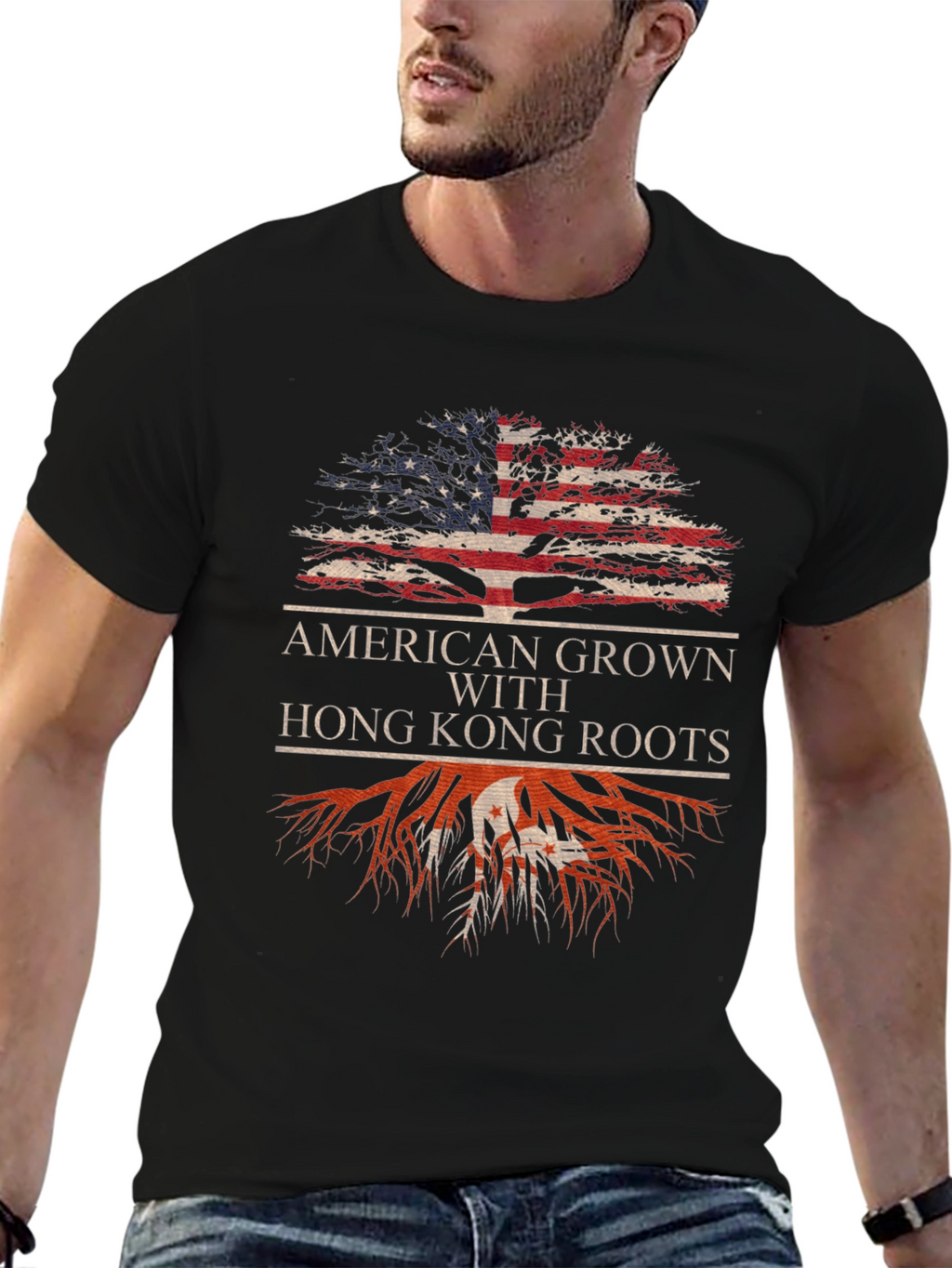 Camiseta Americana con Raíces de Hong Kong