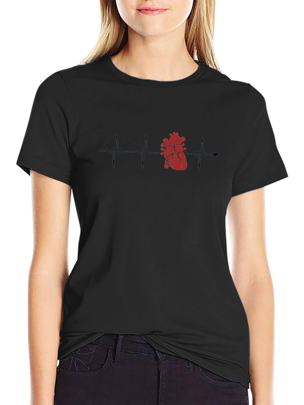 Camiseta Hombre Negra - Latido Corazón