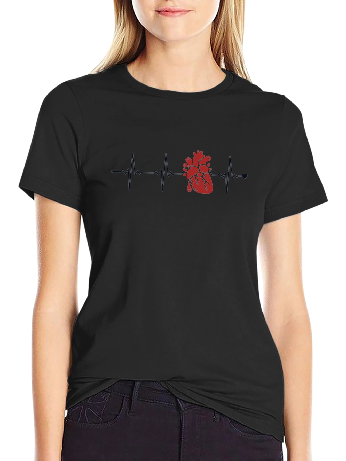 Camiseta Hombre Negra - Latido Corazón