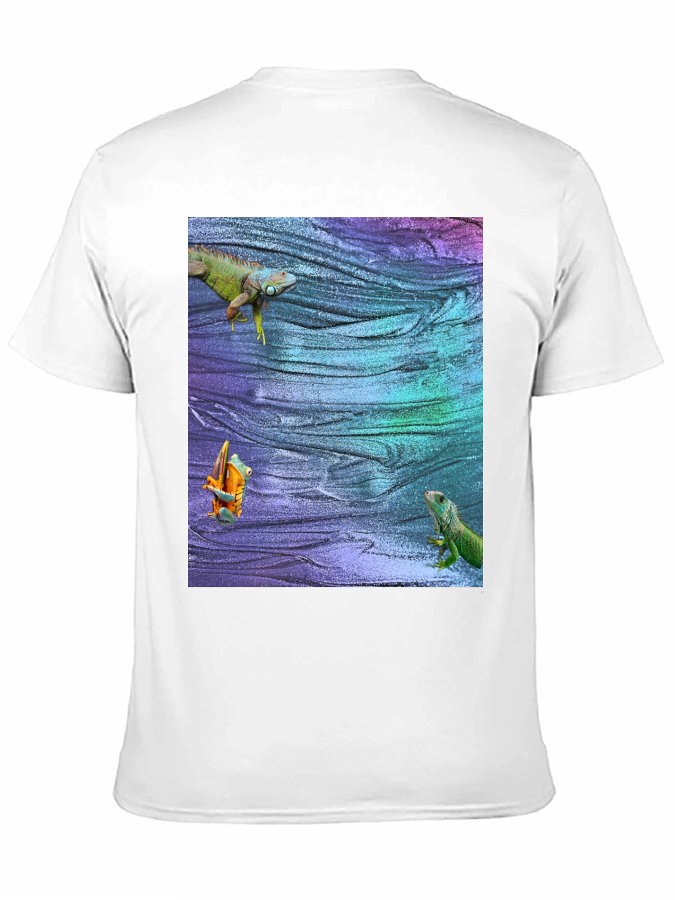 Camiseta Estampada con Iguanas y Rana Coloridas