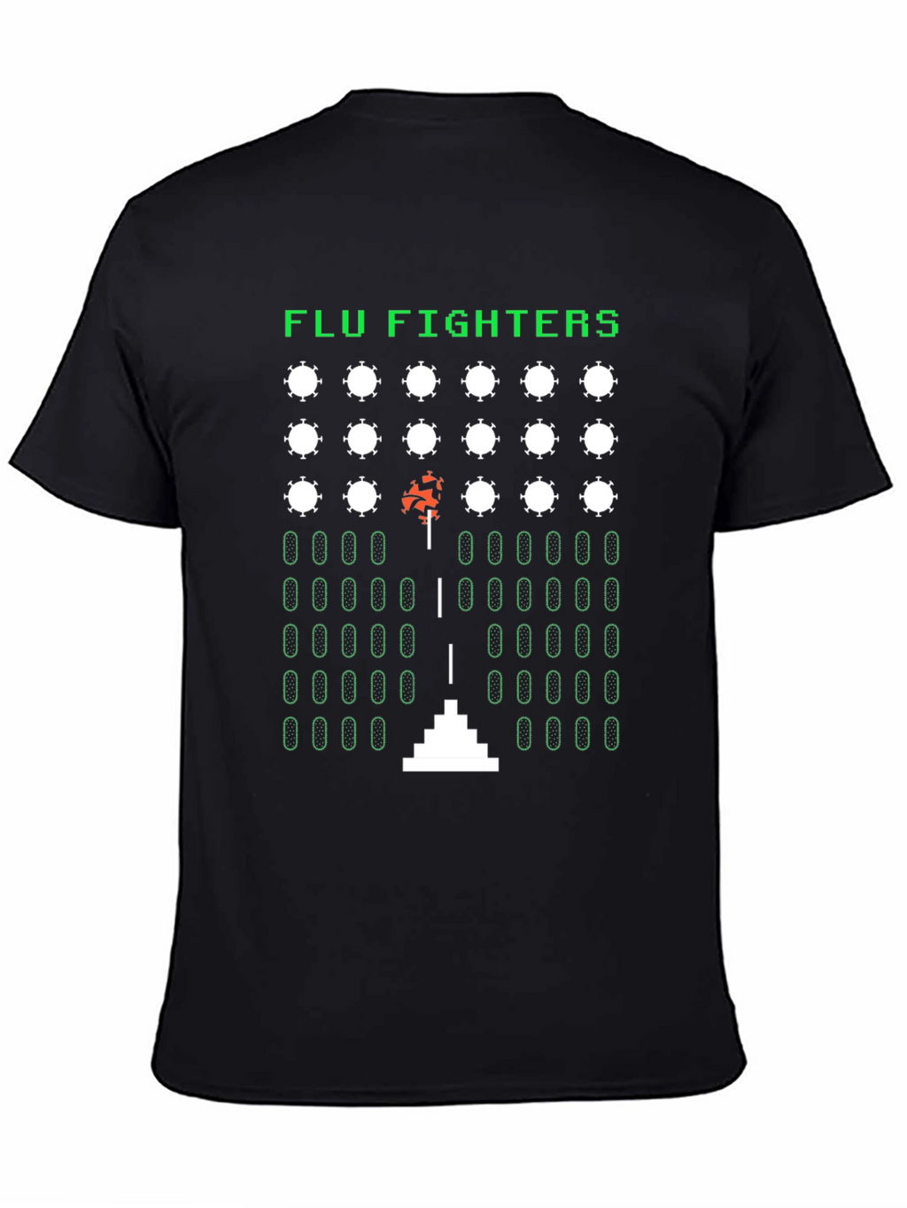 Camiseta Negra Arcade Flu Fighters Retro Unisex