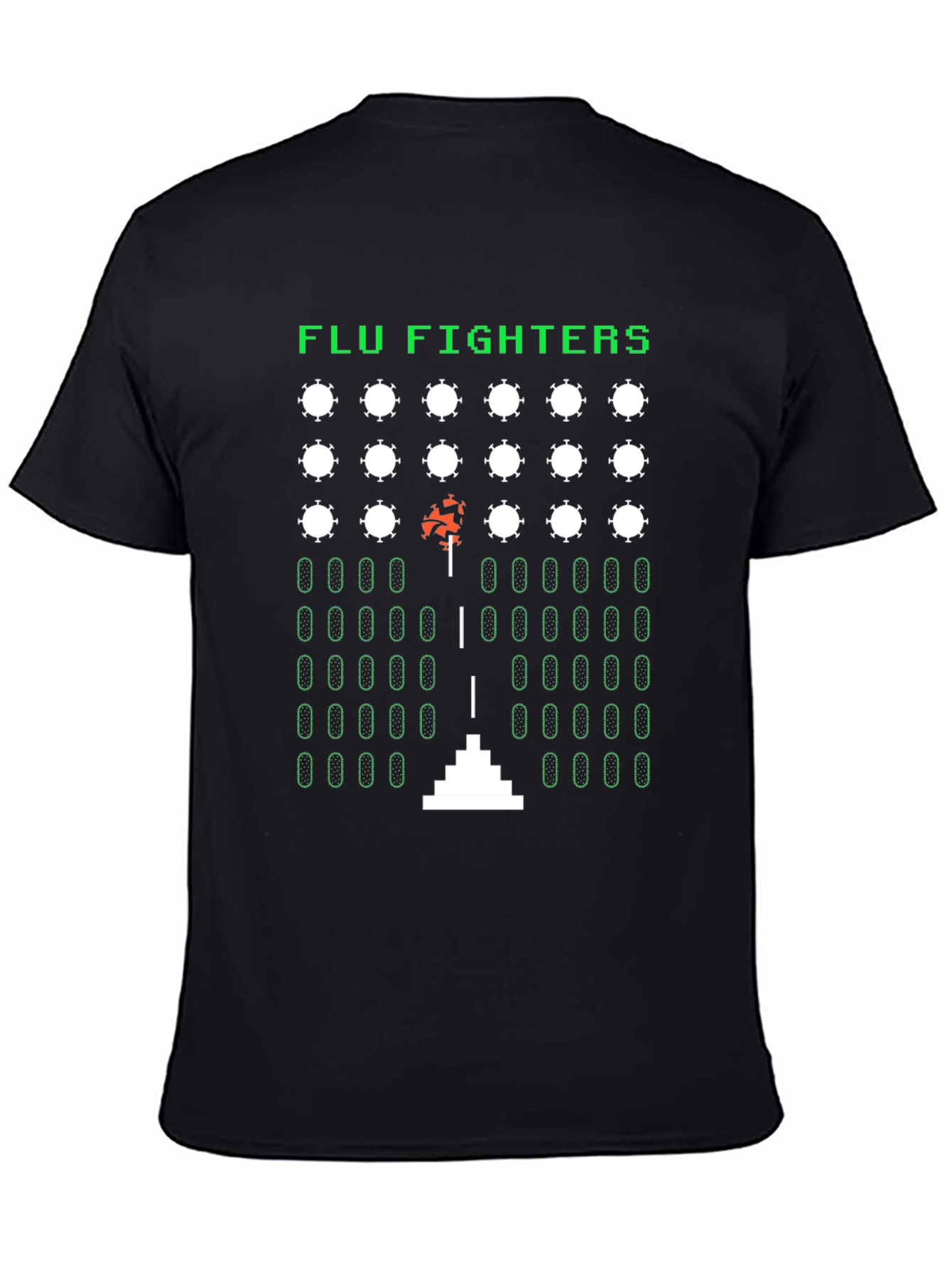 Camiseta Negra Arcade Flu Fighters Retro Unisex