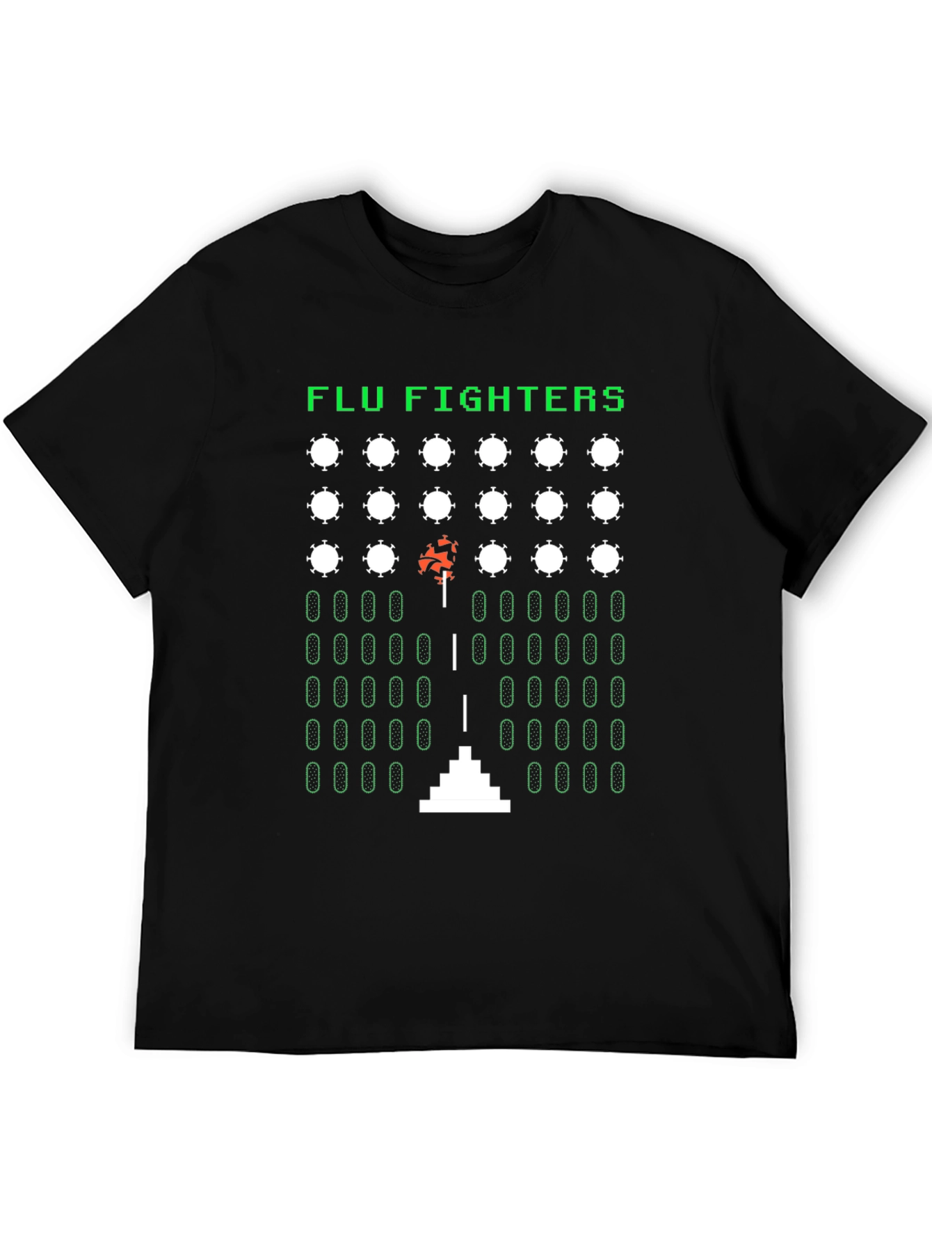 Camiseta Negra Arcade Flu Fighters Retro Unisex