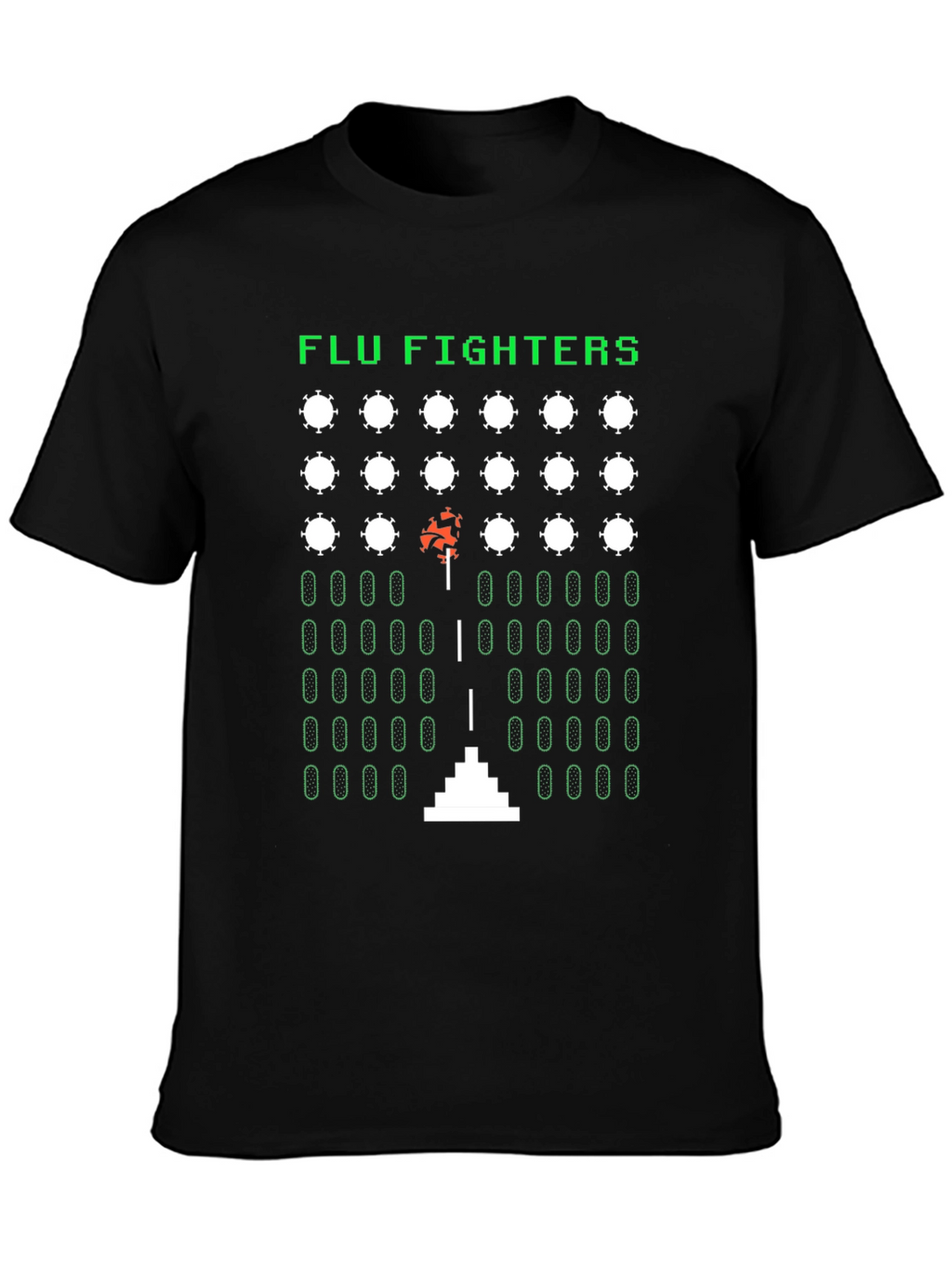 Camiseta Negra Arcade Flu Fighters Retro Unisex
