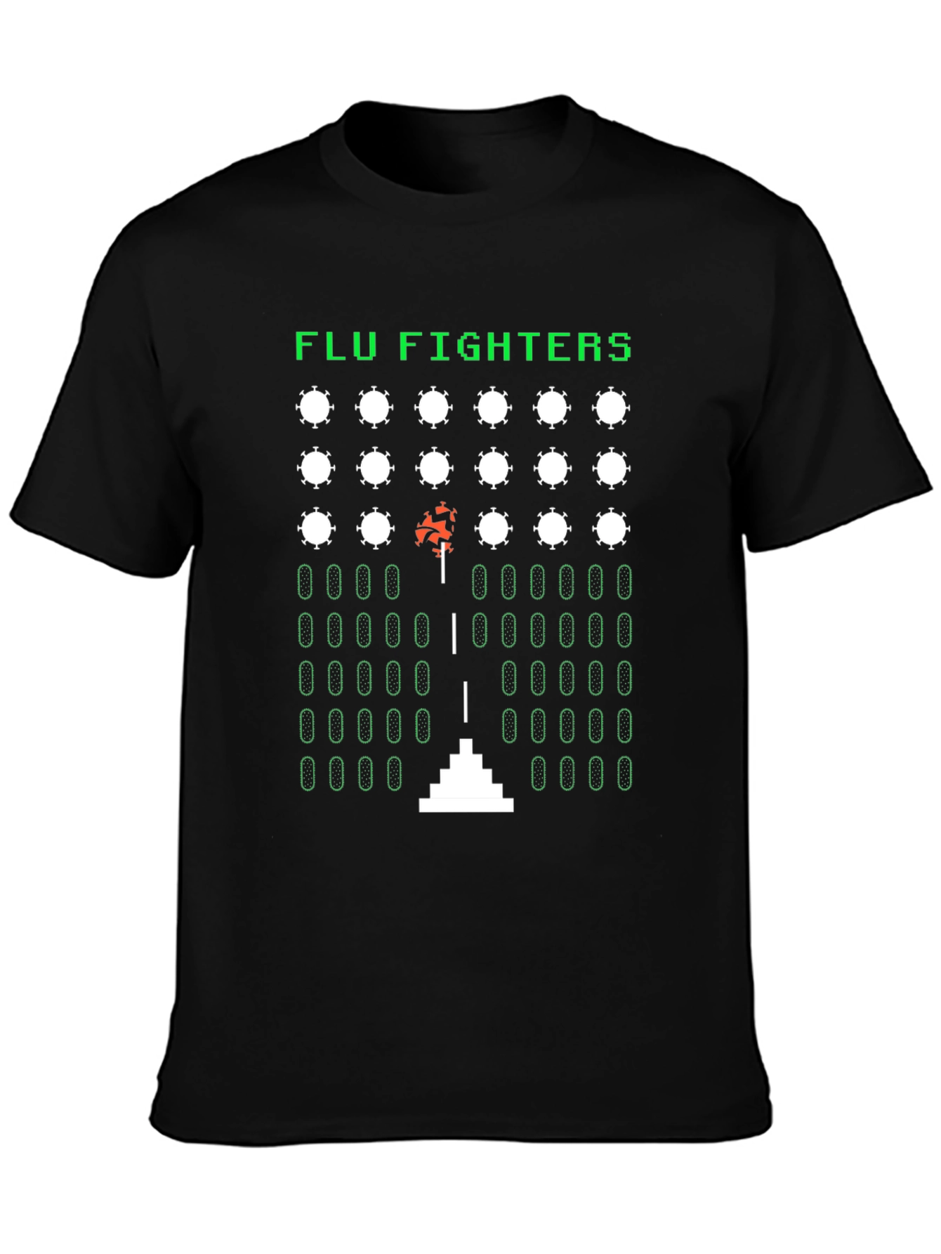 Camiseta Negra Arcade Flu Fighters Retro Unisex