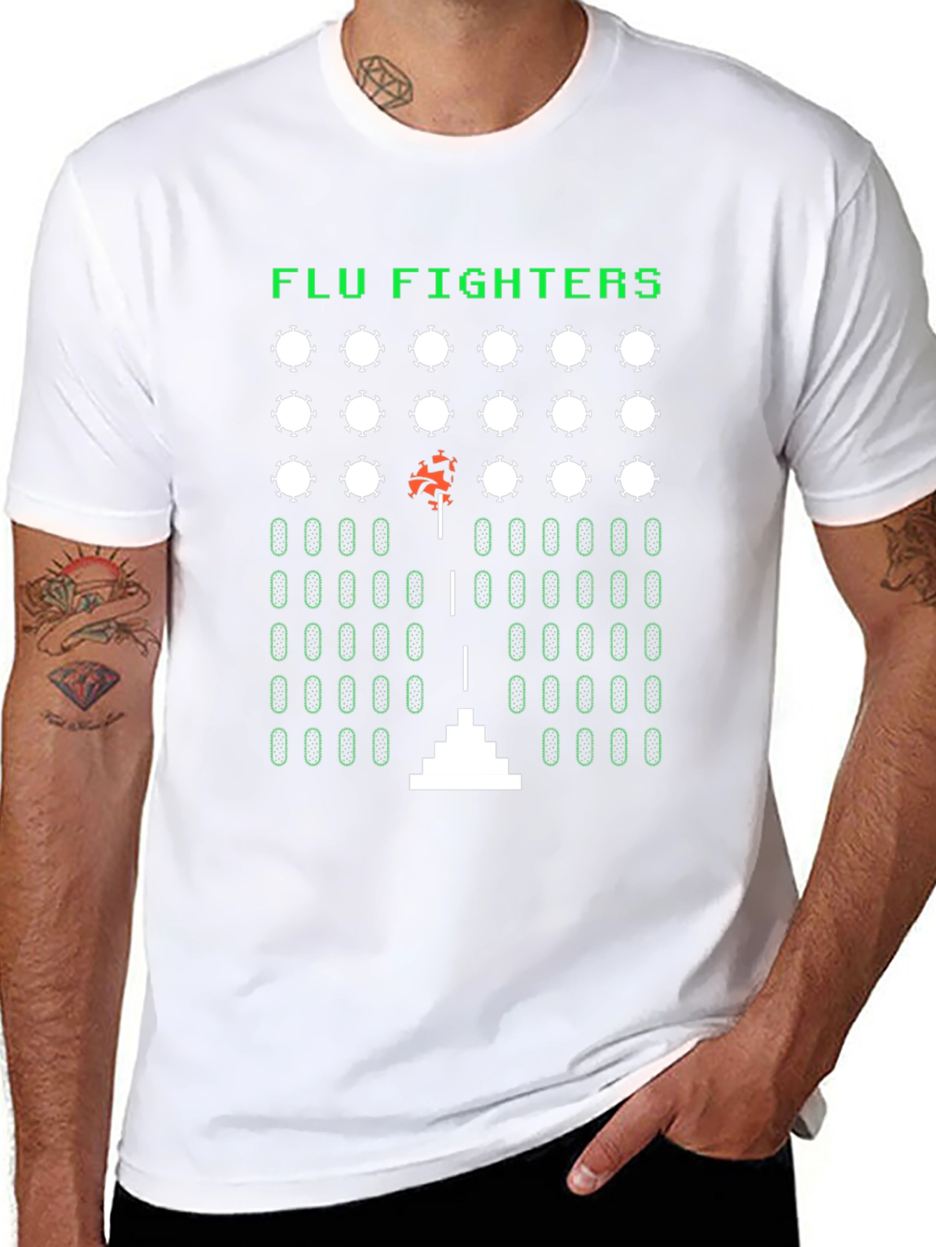 Camiseta Negra Arcade Flu Fighters Retro Unisex