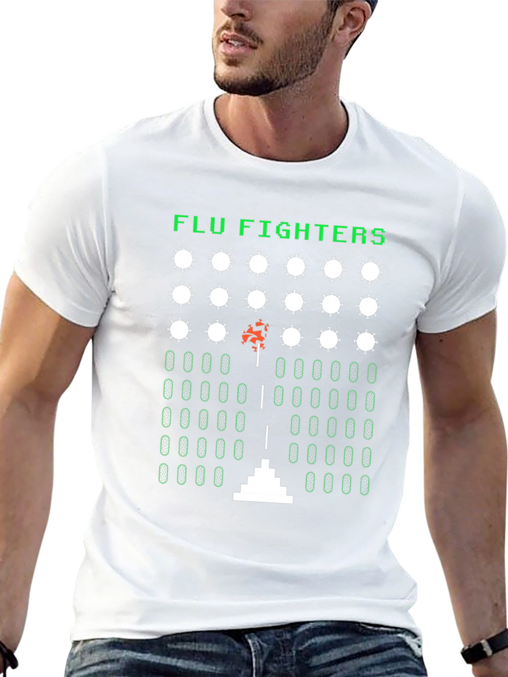 Camiseta Negra Arcade Flu Fighters Retro Unisex