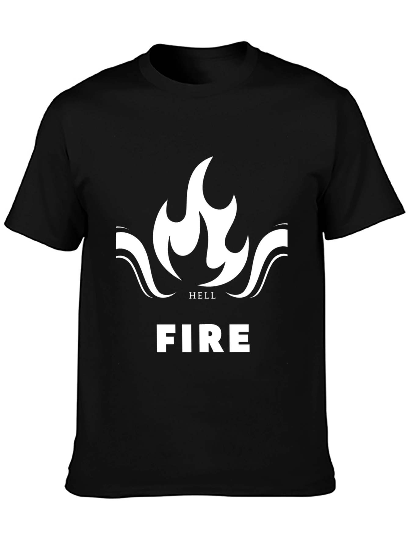 Camiseta Negra con Diseño de Llamas Hell Fire