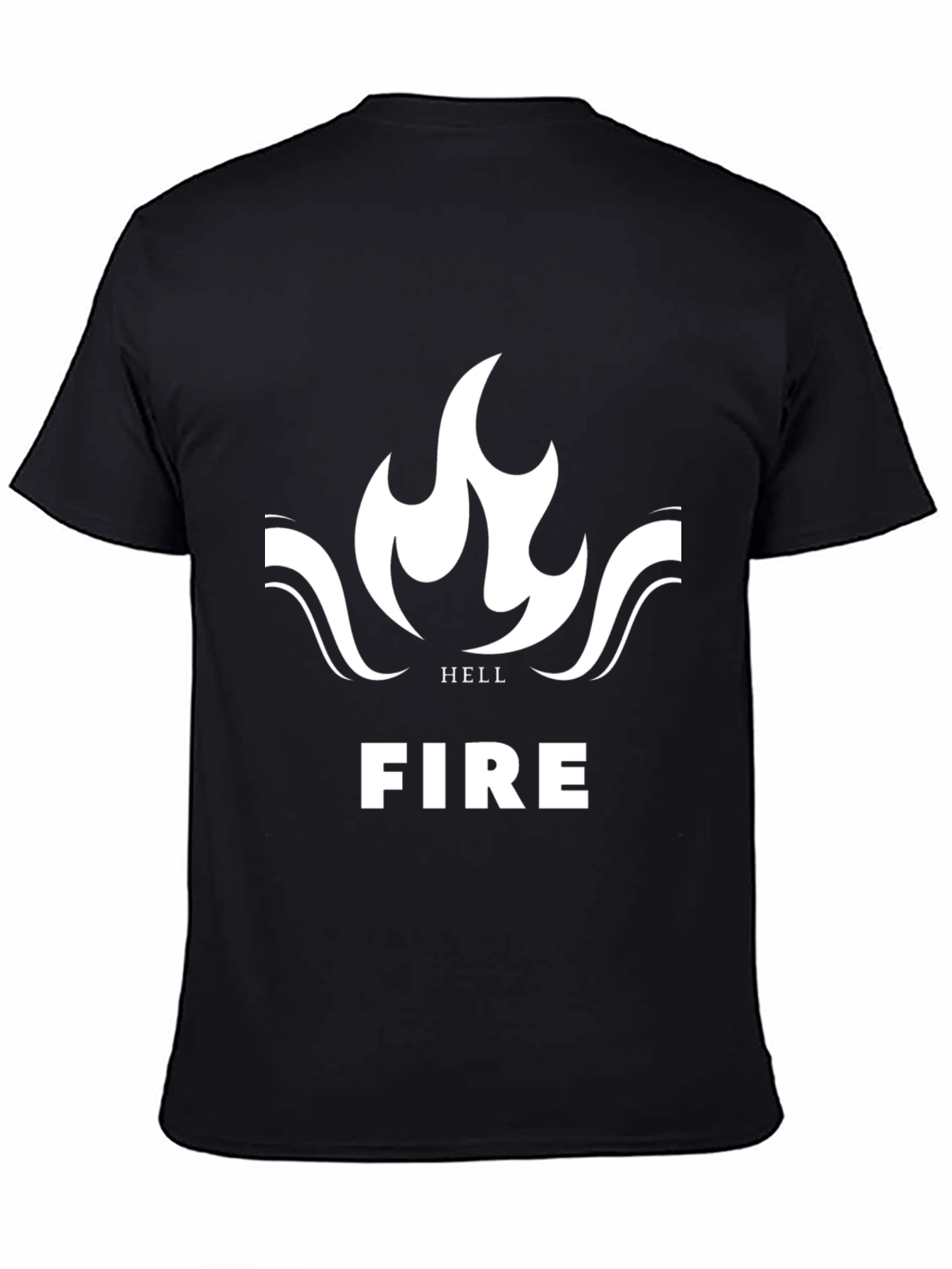 Camiseta Negra con Diseño de Llamas Hell Fire
