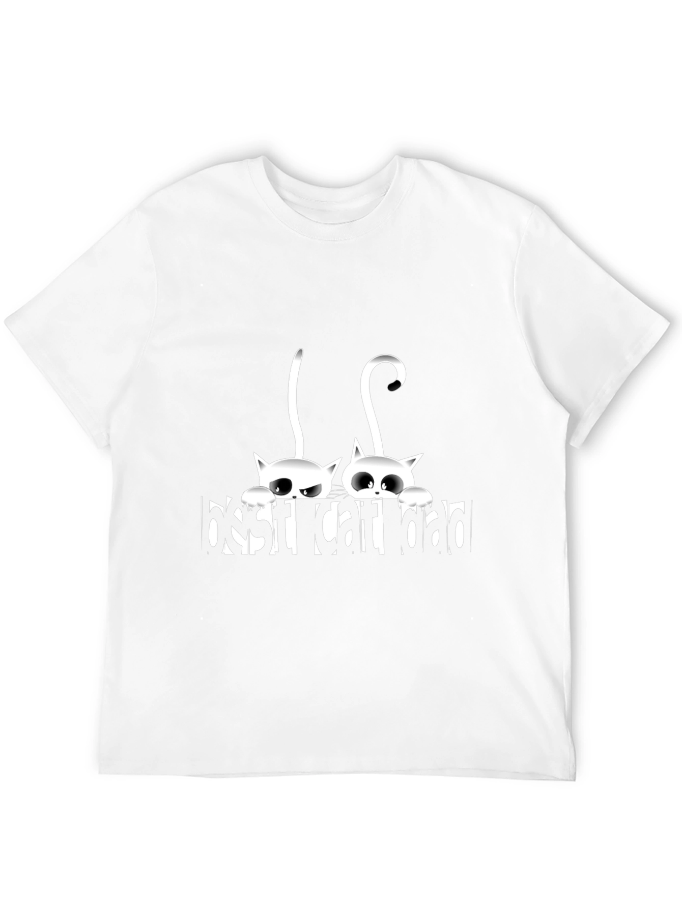Camiseta Negra Best Cat Dad con Diseño de Gatos