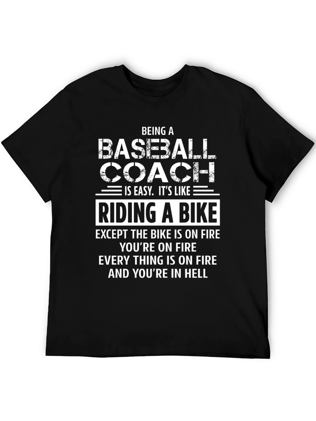 Camiseta Negra Béisbol Coach: Infierno en Ruedas