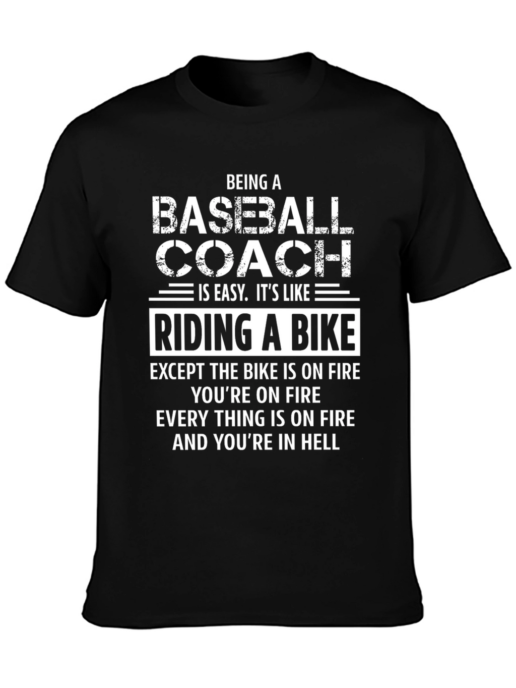 Camiseta Negra Béisbol Coach: Infierno en Ruedas