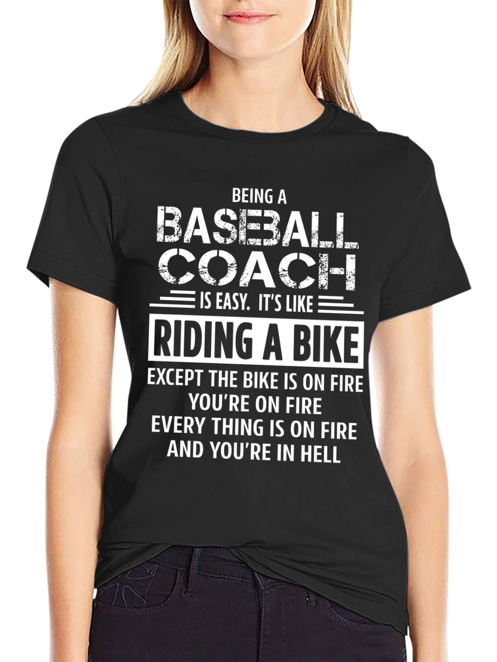 Camiseta Negra Béisbol Coach: Infierno en Ruedas