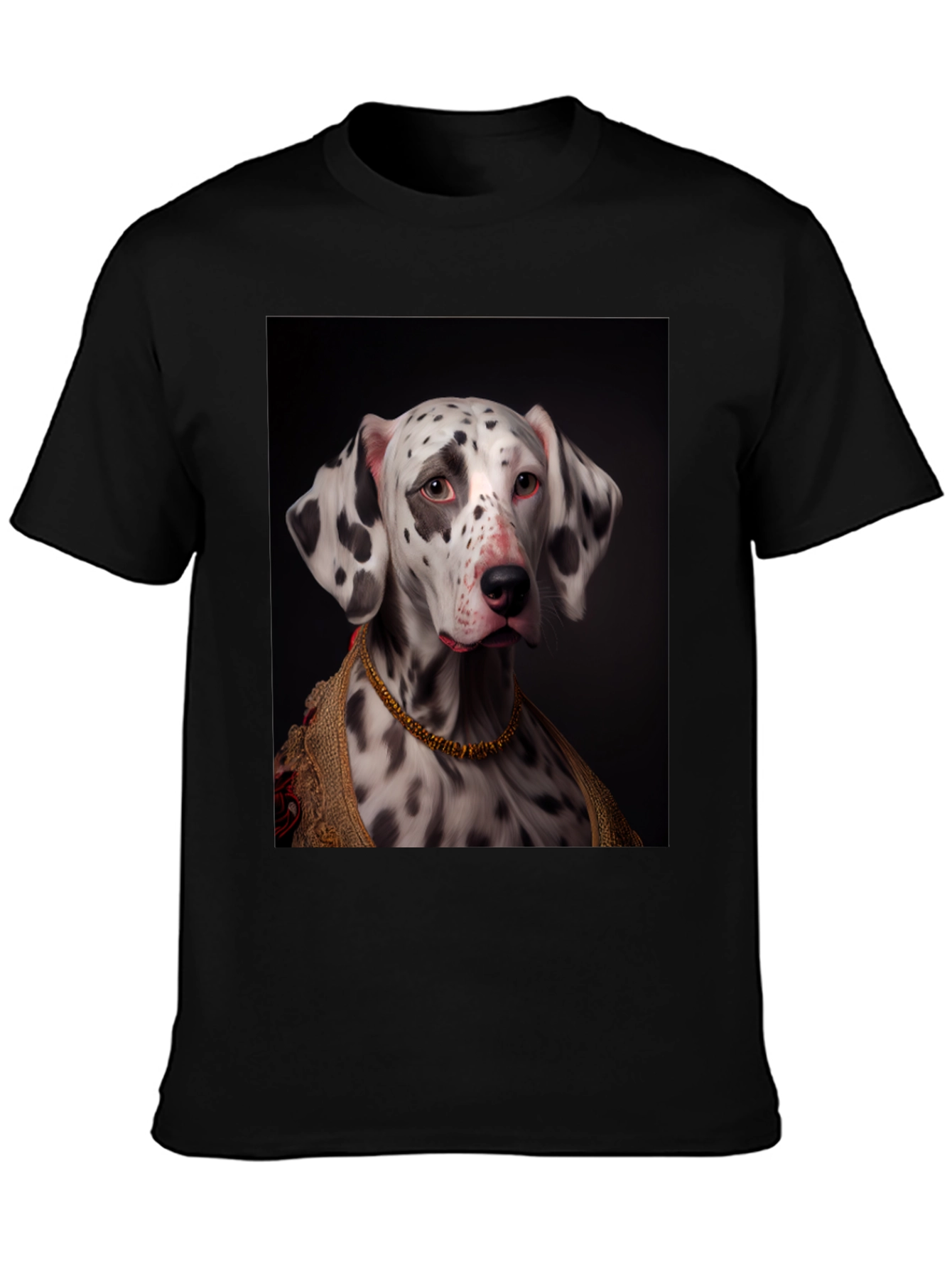 Camiseta Negra con Diseño de Dálmata Elegante