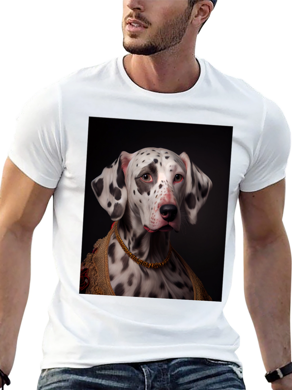 Camiseta Negra con Diseño de Dálmata Elegante