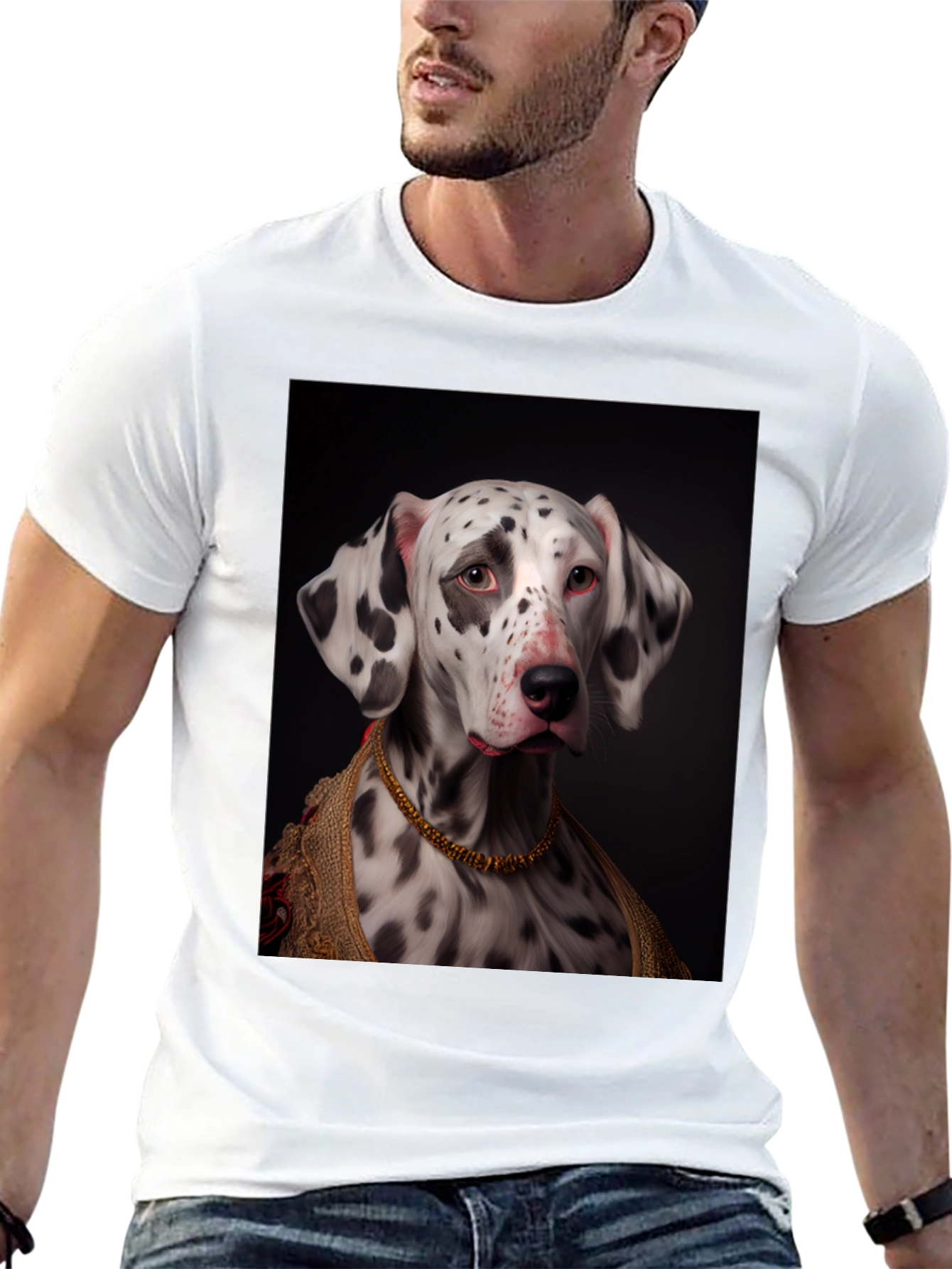 Camiseta Negra con Diseño de Dálmata Elegante