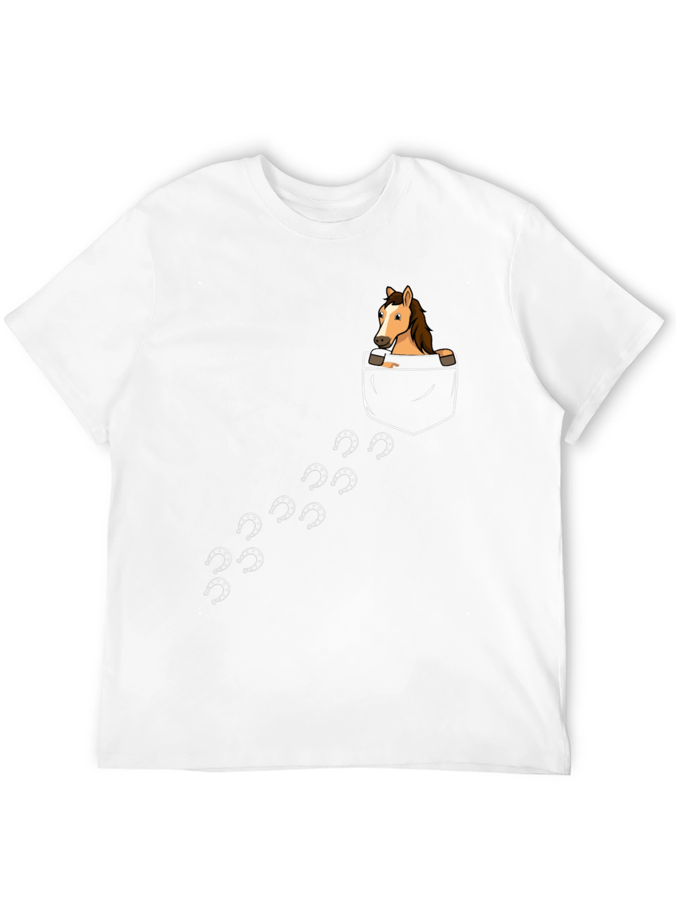 Camiseta Negra con Diseño de Caballo en Bolsillo