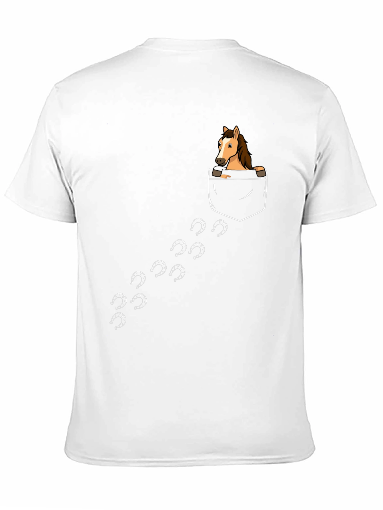 Camiseta Negra con Diseño de Caballo en Bolsillo