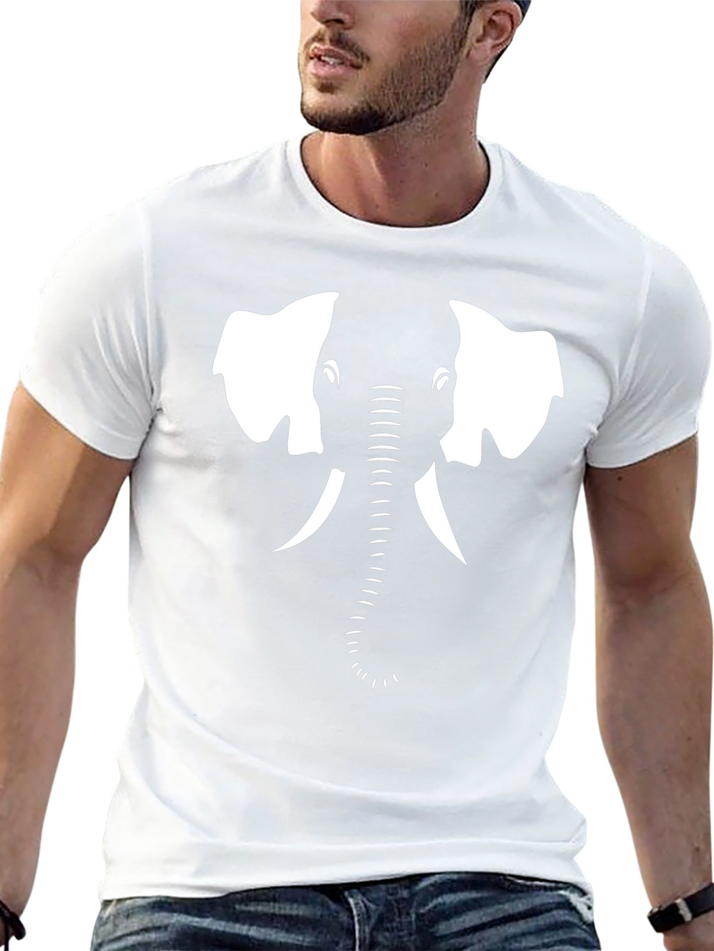 Camiseta Negra con Diseño de Elefante Blanco