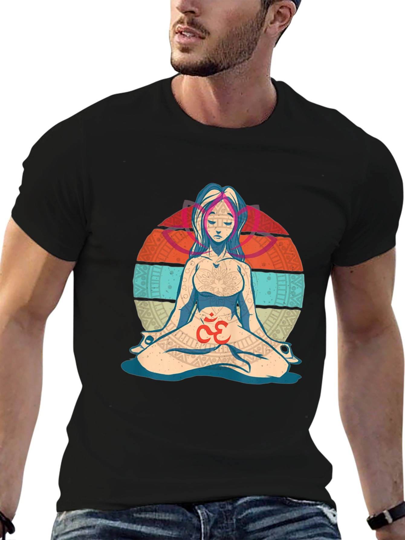 Camiseta Hombre Diseño Yoga Om Meditación