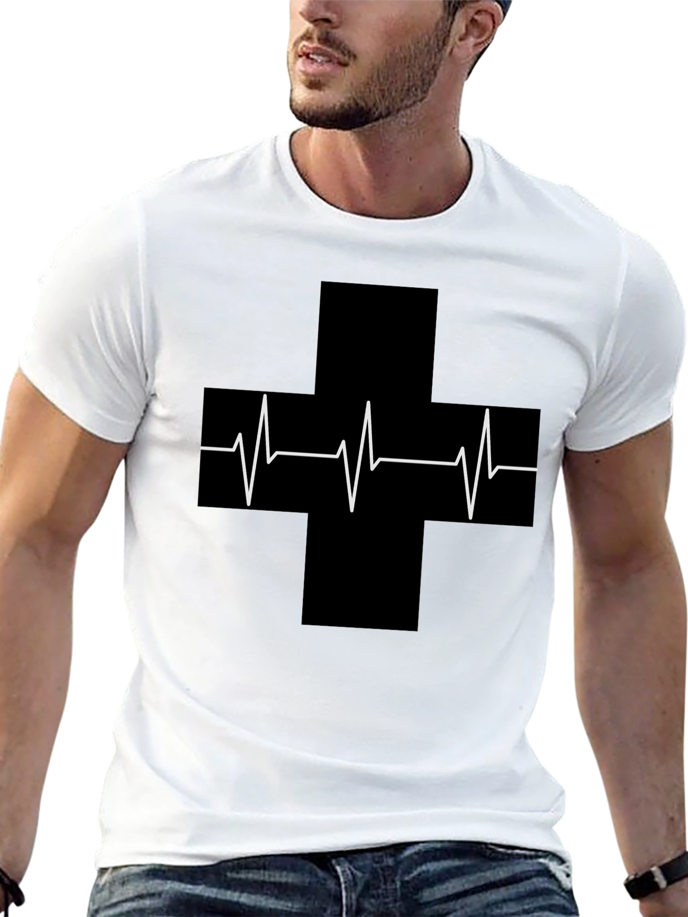 Camiseta Negra con Cruz de Latidos