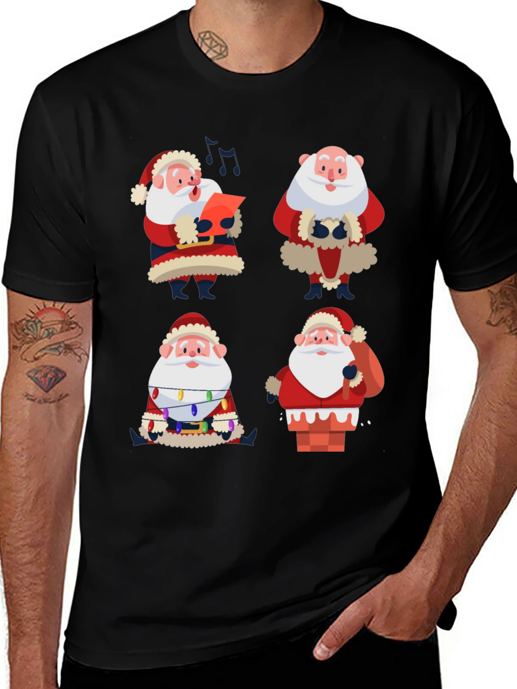 Camiseta Navideña con Diseño de Santa Claus