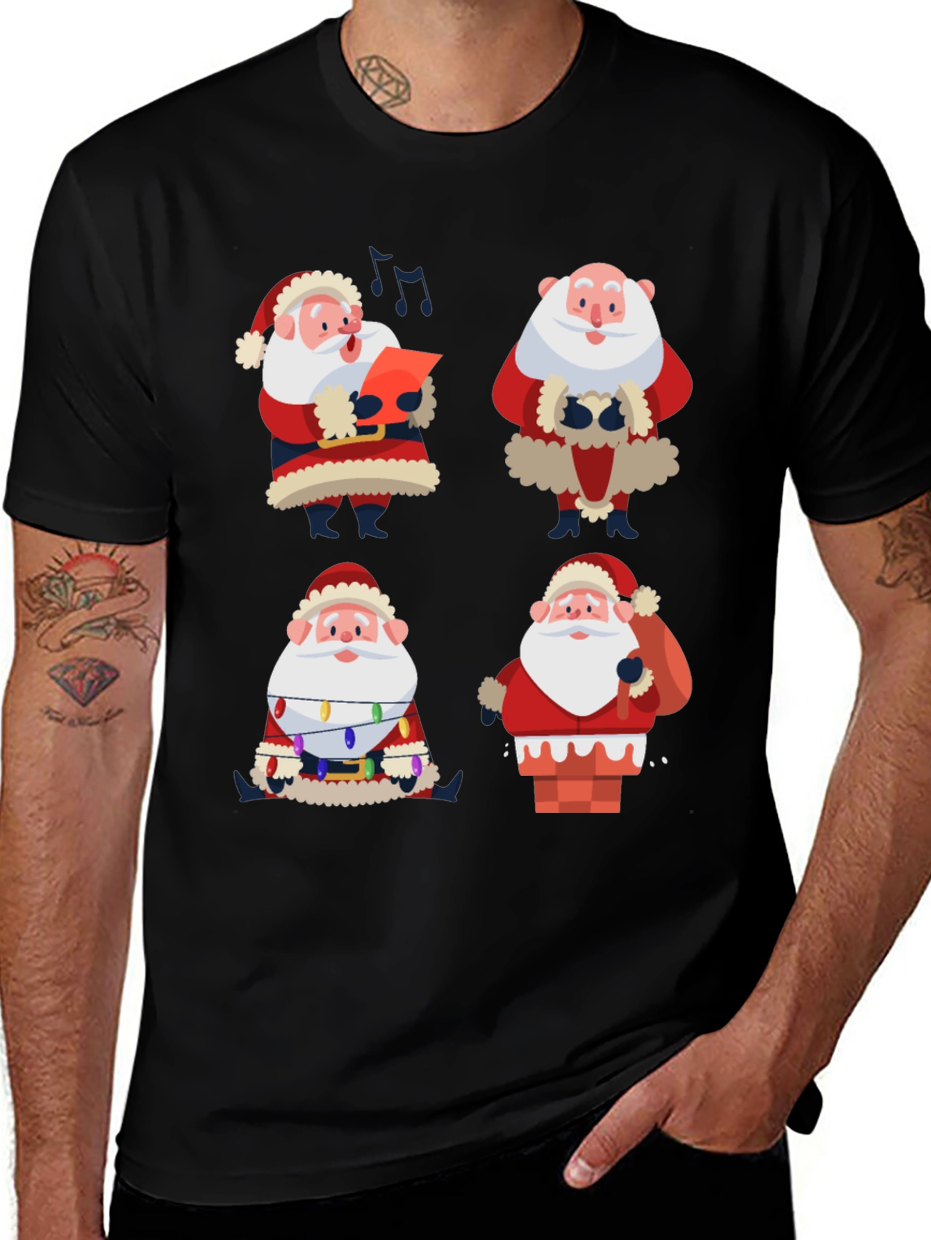 Camiseta Navideña con Diseño de Santa Claus