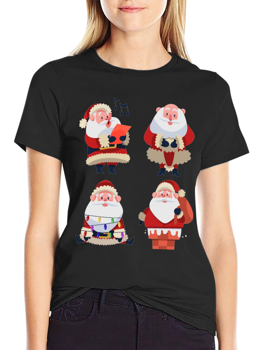 Camiseta Navideña con Diseño de Santa Claus
