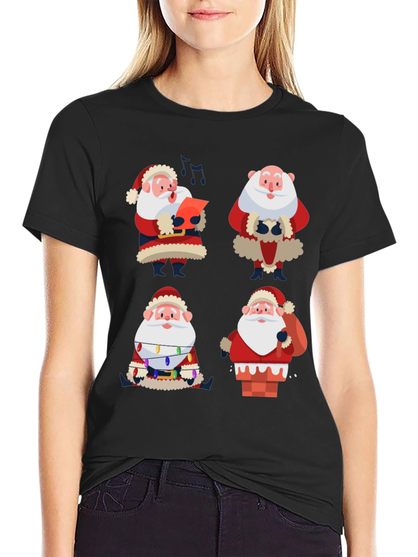 Camiseta Navideña con Diseño de Santa Claus