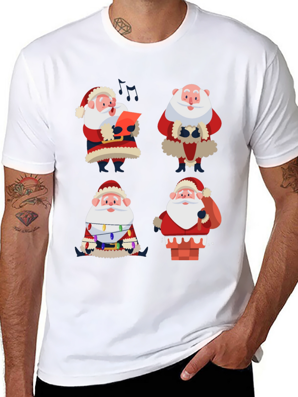 Camiseta Navideña con Diseño de Santa Claus