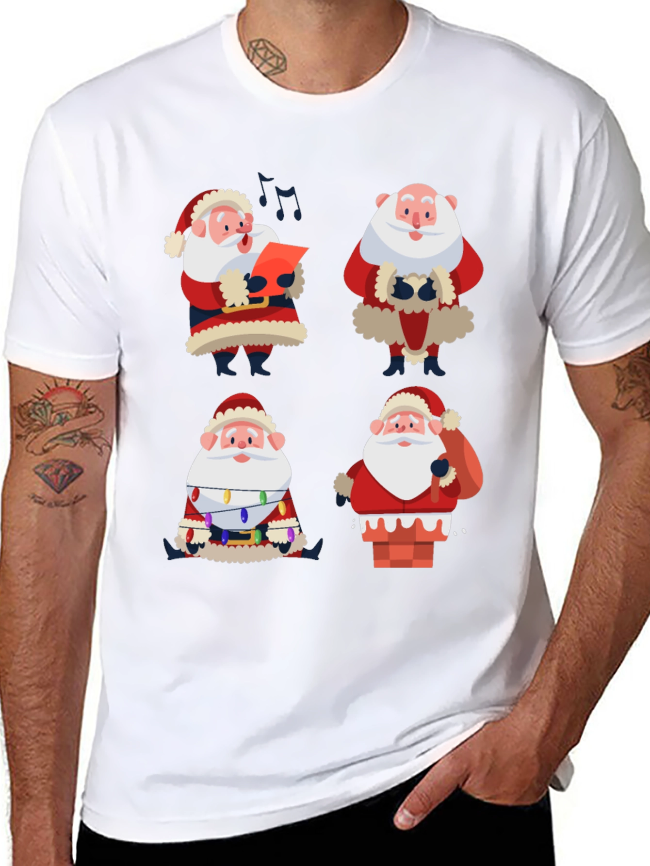 Camiseta Navideña con Diseño de Santa Claus