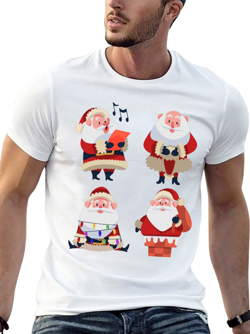 Camiseta Navideña con Diseño de Santa Claus