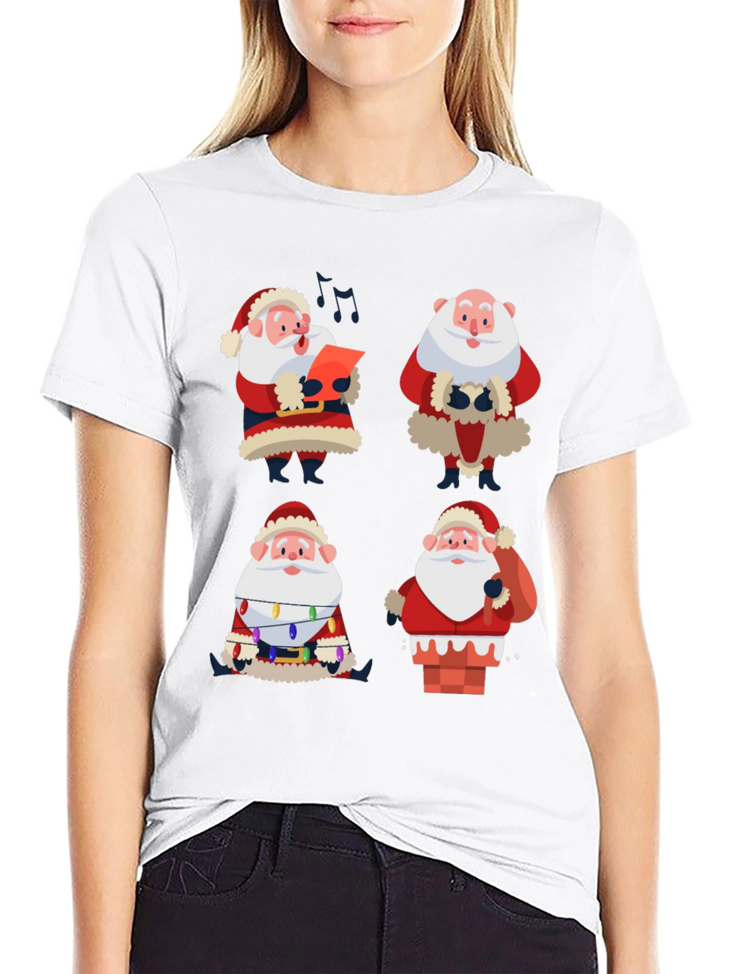 Camiseta Navideña con Diseño de Santa Claus
